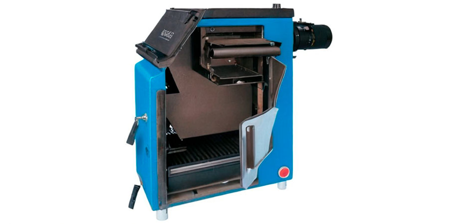 Твердотопливный котел в разрезе