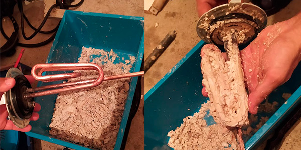 ТЭН электрического бойлера в накипи