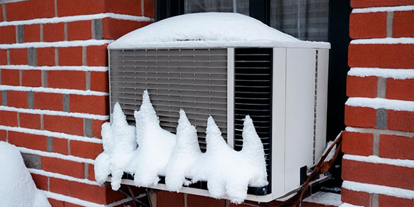 кондиционер покрыт снегом