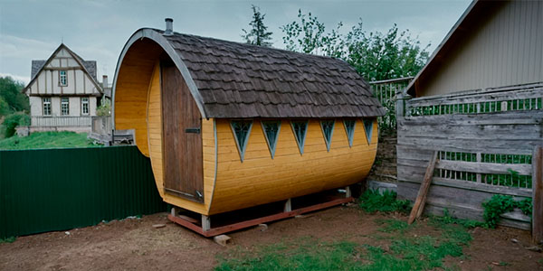 баня бочка на улице