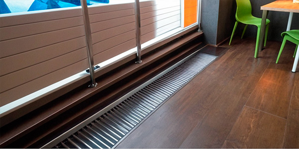 внутрипольный конвектор в интерьере