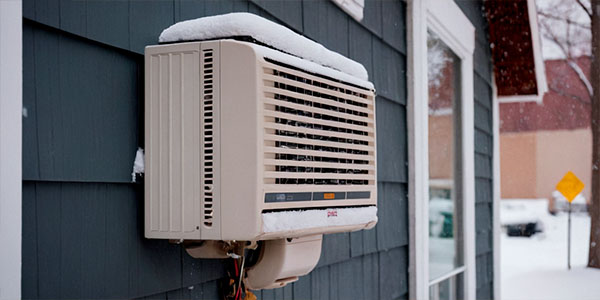 кондиционер покрыт снегом