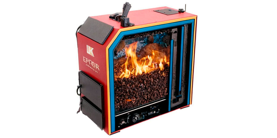 Твердотопливный котел в разрезе