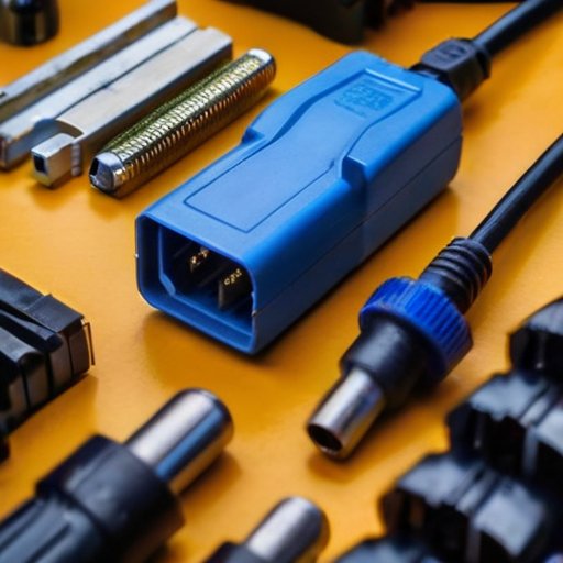 Чистое и организованное рабочее место с электронными соединителями и инструментами для обслуживания.